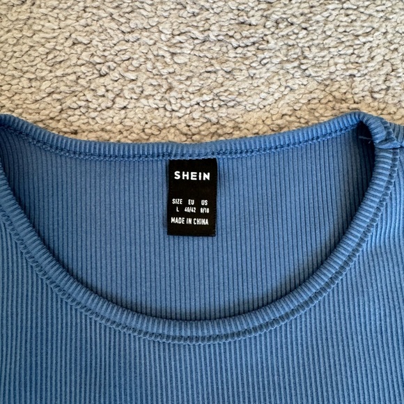 Dusty Blue Ribbed Top - Picture 2 of 3